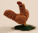 Vintage Rooster Chicken on Grass 1 1/4" Plastic Toy Figure