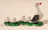 Vintage White Ducks Walking with Ducklings on Grass 2 1/4" Plastic Toy Figure