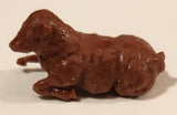Vintage Brown Cow Laying 1 1/2" Plastic Toy Figure