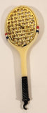 Vintage Luca Razza Tennis Racket with Ball Attached Miniature 4 3/4" Plastic Toy Pendant Made in Hong Kong