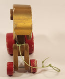 Rare Vintage Bell Patent Brown Deer Fawn 6" Wood Pull Toy with Bell Wheels