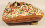 Sac Original Red Blue Yellow Flower Print Brown Leather Based Backpack