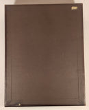 Vintage Ornate Design Dark Brown Wood Paper Memo Holder Tray With Weighted Leather Security Cover