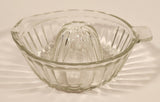 Vintage Lemon Hand Juicer Reamer Wide Ribbed Depression Glass Bowl with Handle and Pour Spout
