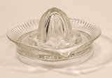 Vintage Lemon Hand Juicer Reamer Ribbed Depression Glass Bowl with Handle and Pour Spout
