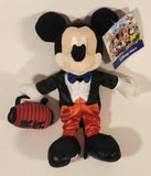 Disney Store Tokyo Mickey & Friends Mickey Mouse in Tuxedo with Red Travel Bag 8" Stuffed Plush Toy New with Tag