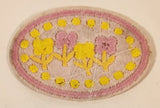 Pink and Yellow Flowers Oval 1 5/8" x 2 3/8" Embroidered Fabric Patch Badge
