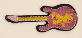 Pink and Yellow Guitar 1" x 2 3/4" Embroidered Fabric Patch Badge