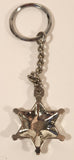 Sheriff Star Badge Crosses Revolver Guns Metal Keychain Key Ring