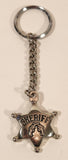 Sheriff Star Badge Crosses Revolver Guns Metal Keychain Key Ring