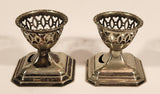 Vintage Ornate Perforated 2 3/8" Silver Tone Metal Egg Cup Holders Set of 2 Made in England
