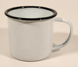 White with Black Rim Small 2 1/4" Kid's Enamel Metal Mug Cup With Handle
