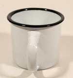 White with Black Rim Small 2 1/4" Kid's Enamel Metal Mug Cup With Handle
