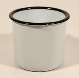 White with Black Rim Small 2 1/4" Kid's Enamel Metal Mug Cup With Handle