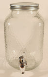 Vintage Bubble Textured Water Jug Dispenser 10" Clear Glass Bottle with Metal Lid