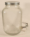 Vintage Bubble Textured Water Jug Dispenser 10" Clear Glass Bottle with Metal Lid