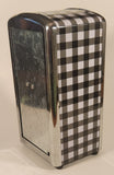 Black, Grey, and White Checkered Metal Napkin Dispenser