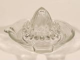 Vintage 1940s Lemon Hand Juicer Reamer Ringed Depression Glass Bowl with Handle and Pour Spout