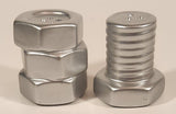 Nut and Bolt Silver Ceramic Salt and Pepper Shaker Set