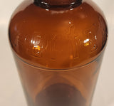Vintage Perfex Bleach 10 3/4" Brown Amber Glass Bottle Jug with Handle and Black Plastic Lid