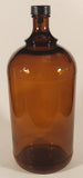 Vintage Perfex Bleach 10 3/4" Brown Amber Glass Bottle Jug with Handle and Black Plastic Lid