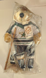 1992 Meadowlanders Bobo The Pro Bear NHL Minnesota North Stars Teddy Bear 21" Stuffed Plush Toy with Wood Hockey Stick in Bag with Tags Missing One Glove and Part of Stick Gone