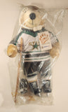 1992 Meadowlanders Bobo The Pro Bear NHL Minnesota North Stars Teddy Bear 21" Stuffed Plush Toy with Wood Hockey Stick in Bag with Tags Missing One Glove and Part of Stick Gone