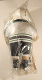 1992 Meadowlanders Bobo The Pro Bear NHL Minnesota North Stars Teddy Bear 21" Stuffed Plush Toy with Wood Hockey Stick in Bag with Tags Missing One Glove and Part of Stick Gone