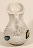 Vintage Mid Century Blue and Yellow Accents White Speckled 4" Vase Pitcher Jug