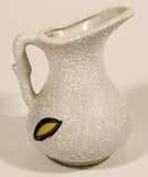 Vintage Mid Century Blue and Yellow Accents White Speckled 4" Vase Pitcher Jug