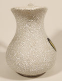 Vintage Mid Century Blue and Yellow Accents White Speckled 4" Vase Pitcher Jug
