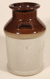Vintage Glazed Ceramic Stoneware Brown Tan Two-tone Milk Can Crock Jug with Handles