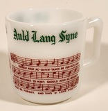 Vintage Hazel Atlas Tom And Jerry Auld Lang Syne Sheet Music 3" White Milk Glass Coffee Mug Cup