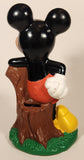 1994 Just Toys New York Disney Mickey Mouse Leaning On Tree Stump on Grass 8" Tall Vinyl Coin Bank