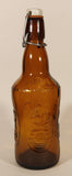 Vintage Fischer Biere d'Alsace Embossed Brown Amber Glass Beer Bottle with Porcelain Swing Top Lid