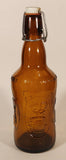 Vintage Fischer Biere d'Alsace Embossed Brown Amber Glass Beer Bottle with Porcelain Swing Top Lid