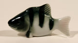 Green Striped White Fish 2 1/4" Porcelain Ceramic Figurine
