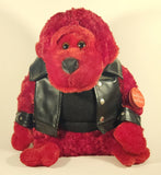 Wal-Mart MTY International Happy Valentine's Day Leather Jacket Pal Sitting Gorilla in Leather Jacket with Leather Wristbands Red 14" Stuffed Plush Toy New with Tags