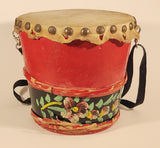 Vintage Chinese Lion Dance Drum Rawhide 8 1/4" Hand Painted Wood Instrument