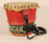 Vintage Chinese Lion Dance Drum Rawhide 8 1/4" Hand Painted Wood Instrument
