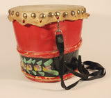 Vintage Chinese Lion Dance Drum Rawhide 8 1/4" Hand Painted Wood Instrument