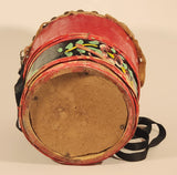 Vintage Chinese Lion Dance Drum Rawhide 8 1/4" Hand Painted Wood Instrument