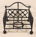 Ornate Banded Chain Link Black Heavy Cast Iron Weighted Napkin Holder