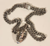 Silver Tone Rhinestone Encrusted Lion King Necklace and Bracelet Set