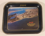 Vintage 1980 60th Anniversary of Coca-Cola in Vancouver 1920-1980 Aerial Shot of Downtown Vancouver and Part of Stanley Park Official Blue Metal Beverage Tray