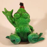 2009 Kitty Critters Bugsy Green Front with Ladybug On It's Tongue 3 1/4" Ceramic Figurine
