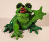 Hard to Find 2009 Kitty's Critters Bugsy Green Front with Ladybug On It's Tongue 3 1/4" Ceramic Figurine