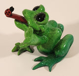Hard to Find 2009 Kitty's Critters Bugsy Green Front with Ladybug On It's Tongue 3 1/4" Ceramic Figurine