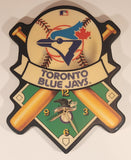 MLB American League Toronto Blue Jays Baseball Team Bats and Ball Diamond Shaped 12" x 15 1/4" Lacquered Wood Wall Clock