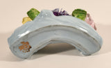 Vintage Stanley Bone China England Miniature Blue Curved Log Porcelain Floral Flower Bouquet